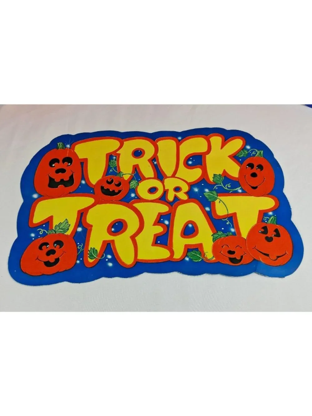 VTG Peck Halloween Flocked Double Sided Die-Cut 5 pcs Ghosts Cats Pumpkin Skull